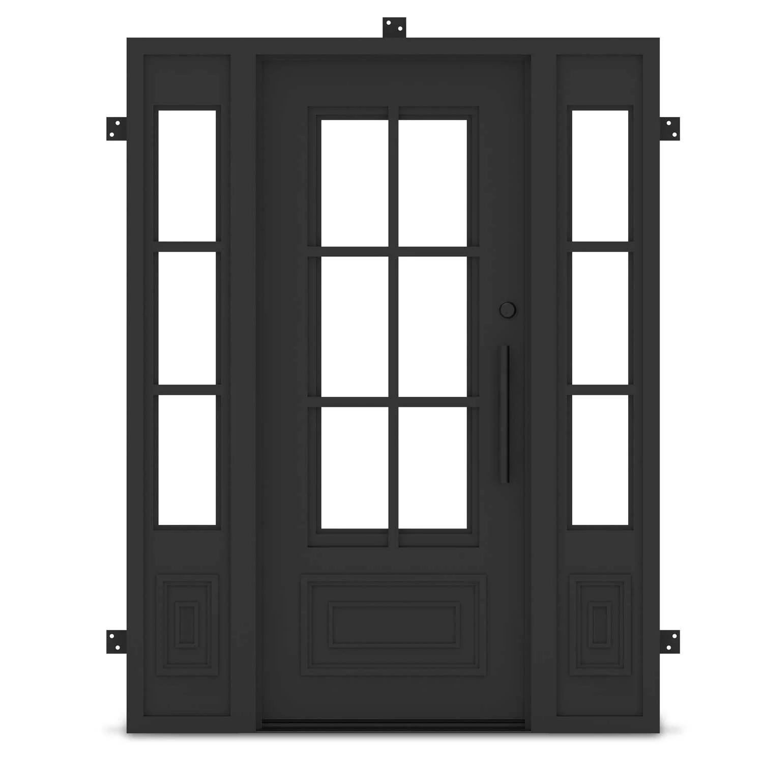 Biltmore 23 Black Single Iron Front Door with Sidelights - Image 2