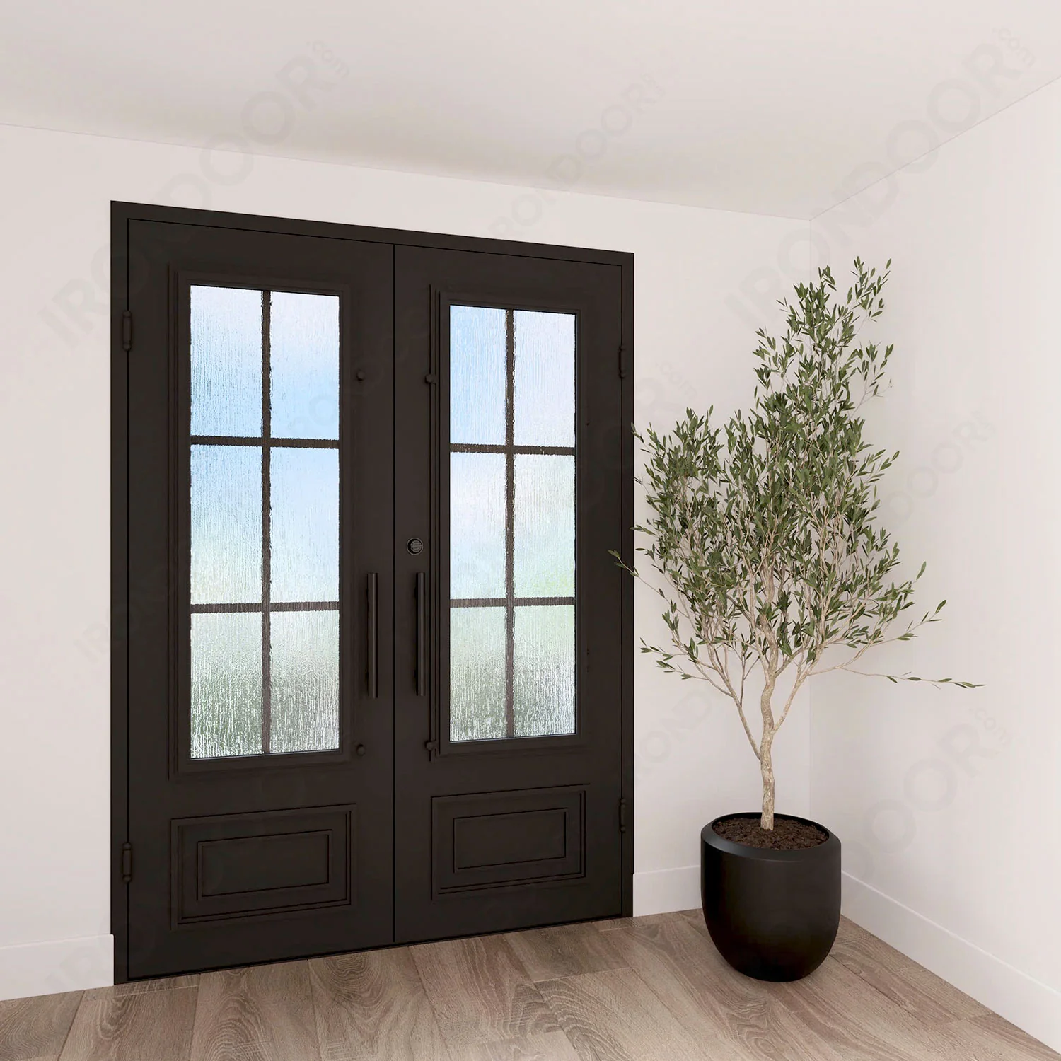 Biltmore 43 Black Double Wrought Iron Exterior Door - Prehung Double Front Doors - Image 4