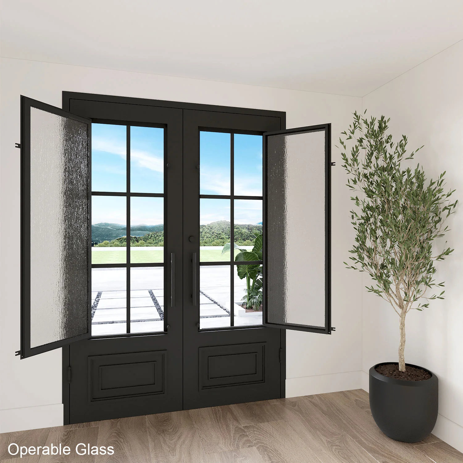 Biltmore 43 Black Double Wrought Iron Exterior Door - Prehung Double Front Doors - Image 5