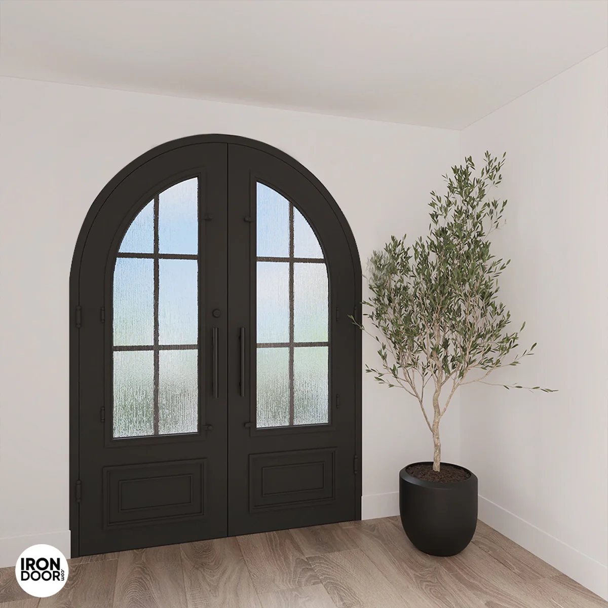 Biltmore 43 Black - Round Top Double Exterior Door - Prehung Iron Front Doors - Image 3