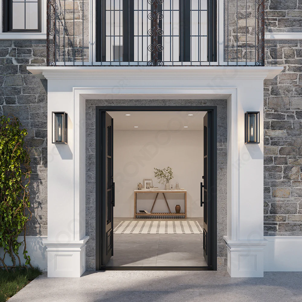 Biltmore 43 Black Exterior Double Wrought Iron Door with Eyebrow Top - Image 3