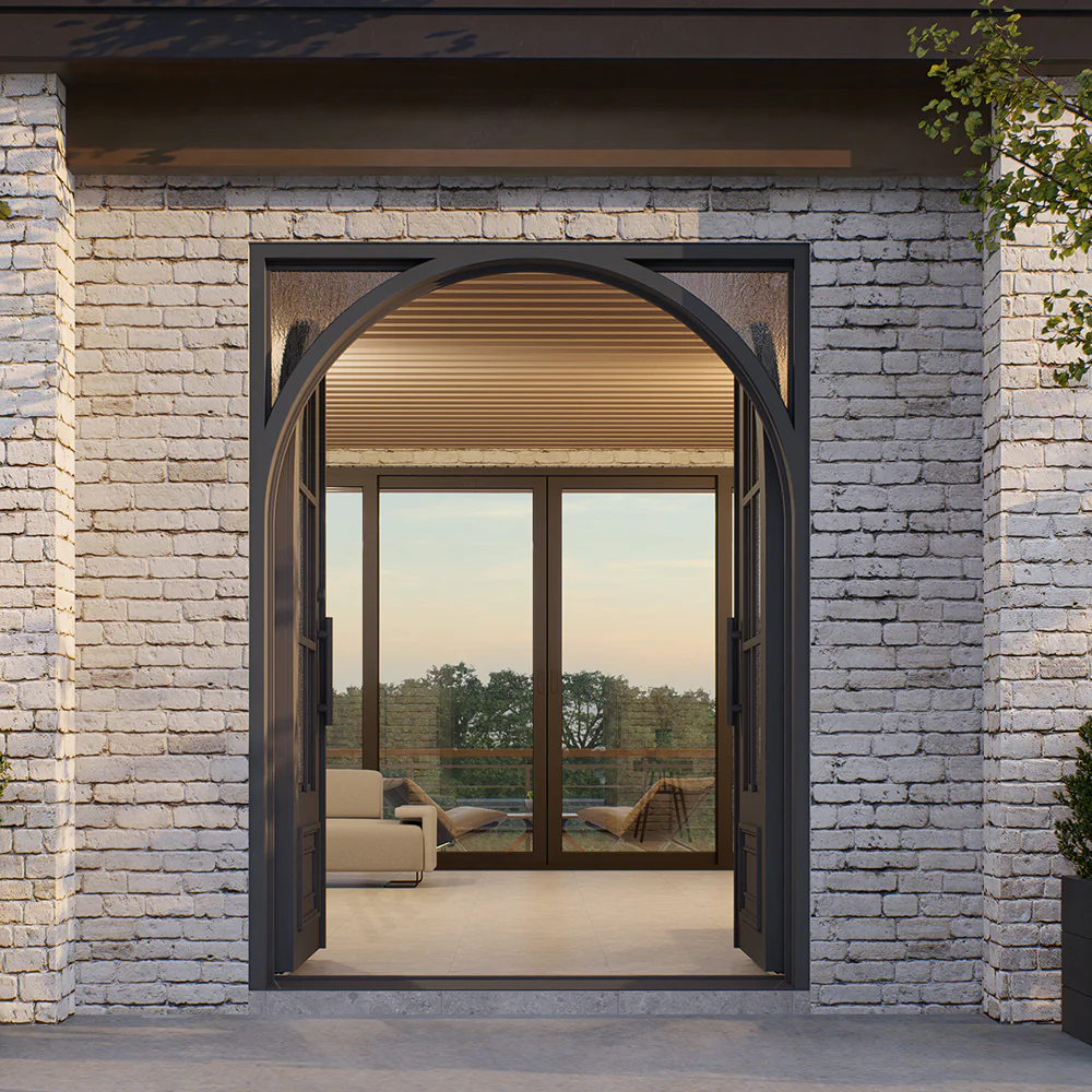 Biltmore Black 43 Round Top w/ Square Jamb Exterior Entry Iron Door - Image 3