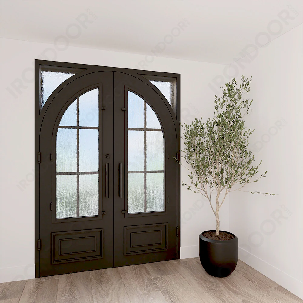 Biltmore Black 43 Round Top w/ Square Jamb Exterior Entry Iron Door - Image 4