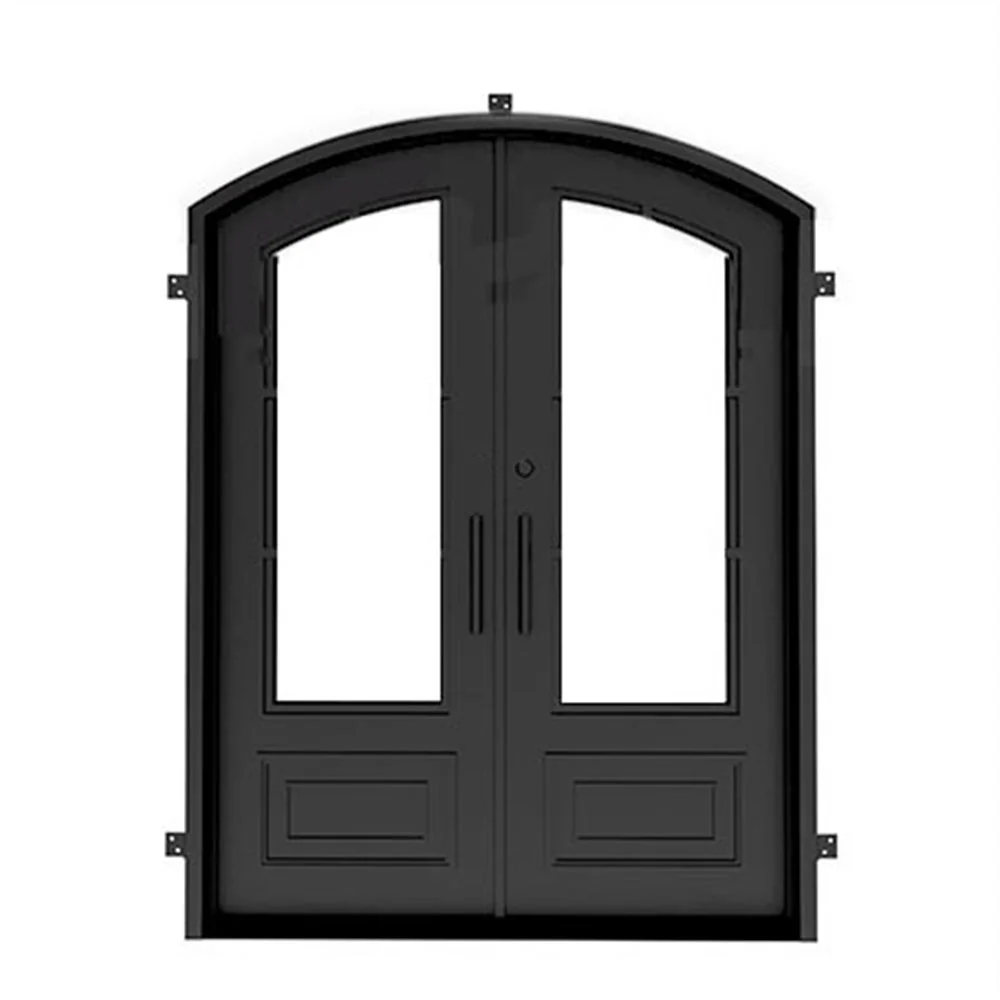 Custom Built - Biltmore Black Exterior Double Iron Entry Door - Image 2