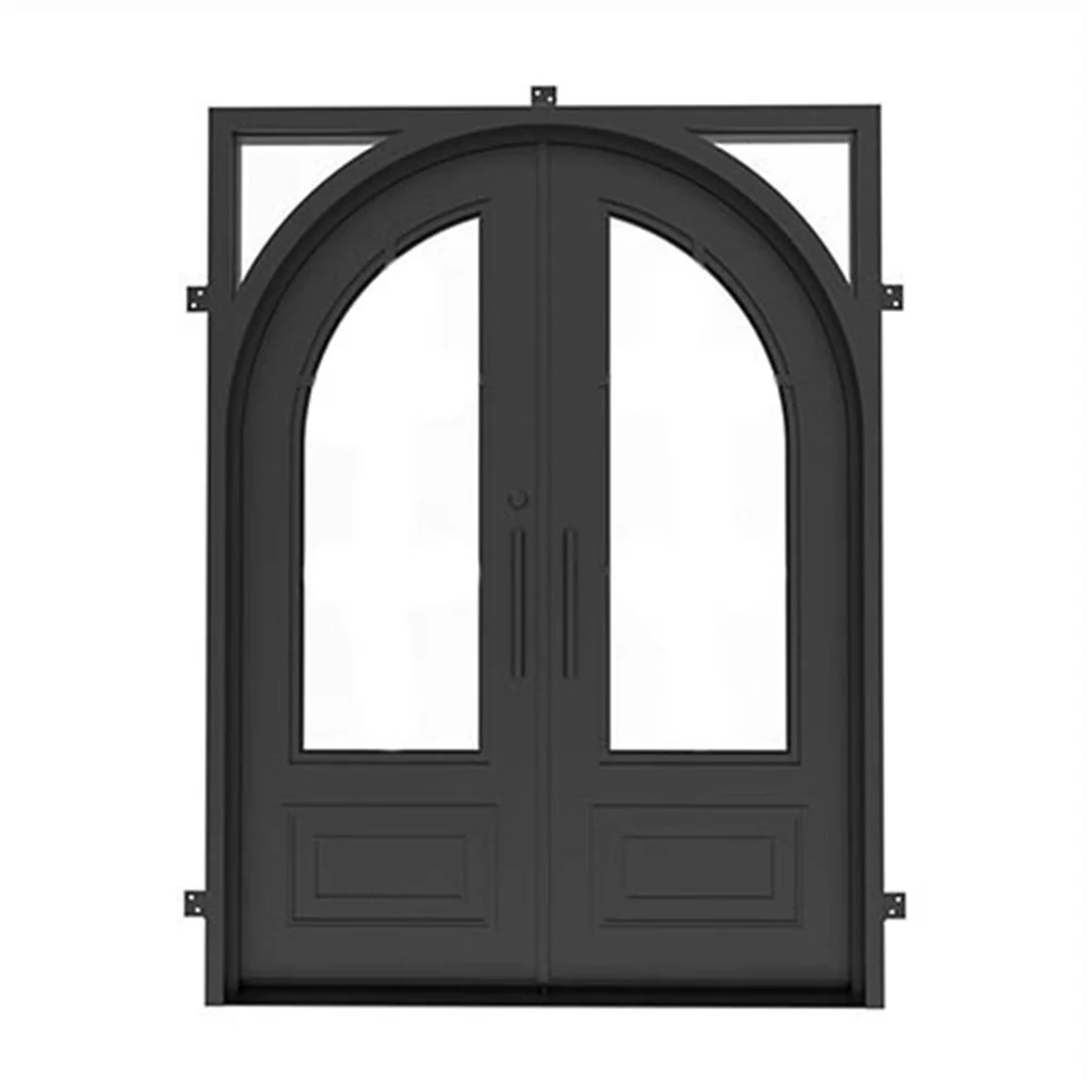 Custom Built - Biltmore Black Exterior Double Iron Entry Door - Image 3