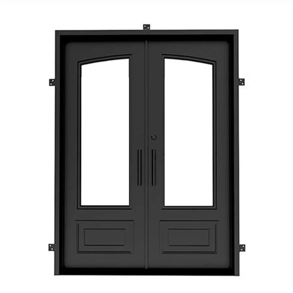 Custom Built - Biltmore Black Exterior Double Iron Entry Door - Image 5