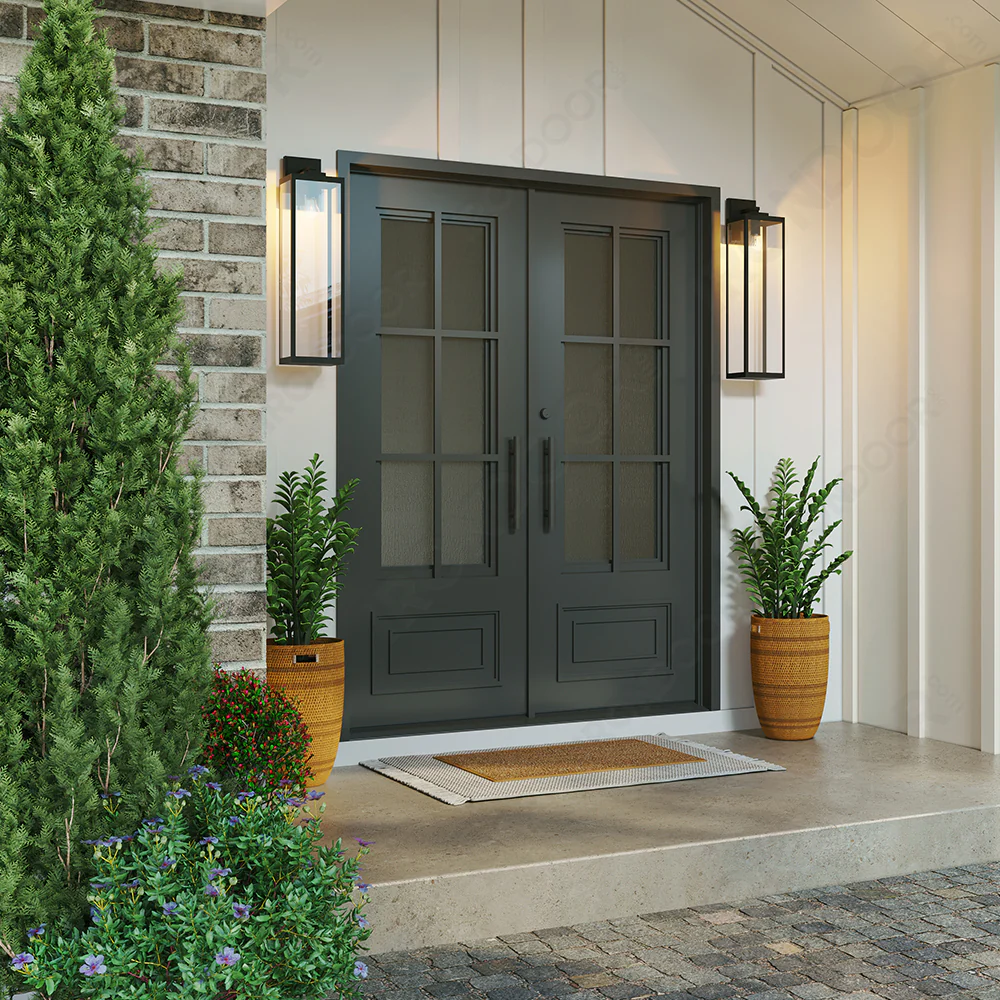 Custom Built - Biltmore Black Exterior Double Iron Entry Door - Image 7
