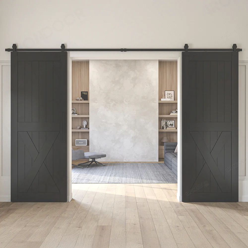 Farmhouse Black Double Barn Door - Image 2