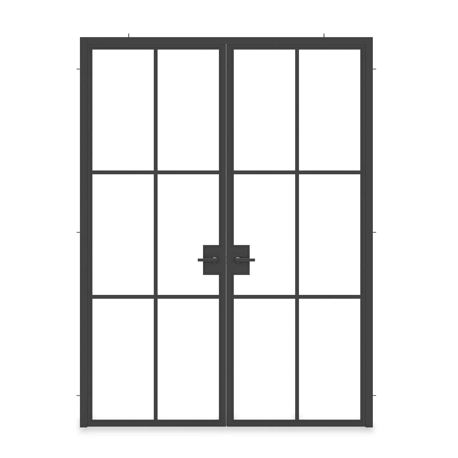 Interior Doors – LiteAir 43 Black Steel French Double Doors, Prehung with Glass - Image 2