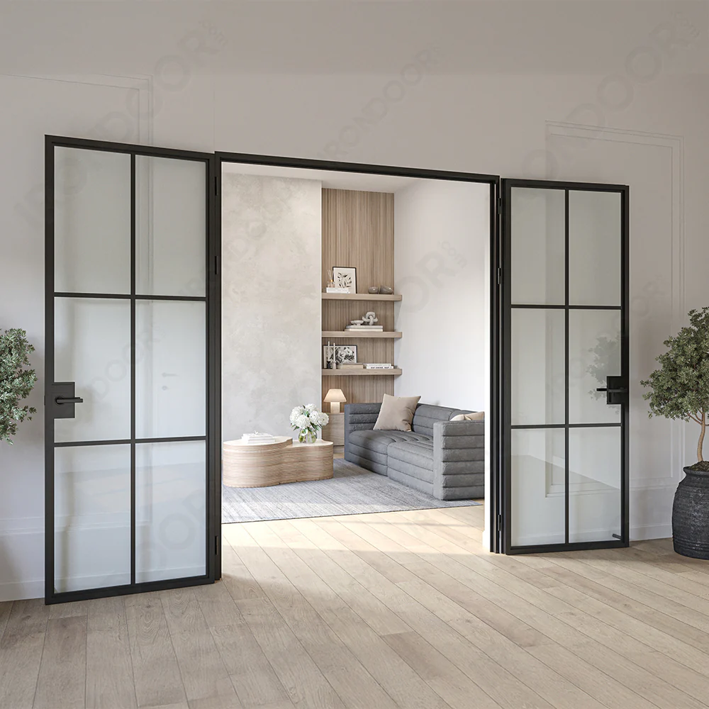 Interior Doors – LiteAir 43 Black Steel French Double Doors, Prehung with Glass - Image 4