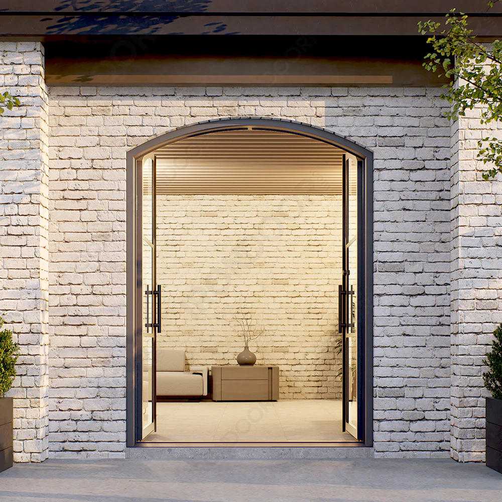 Openair 23 Black Eyebrow Double Steel French Entry Door - Image 3
